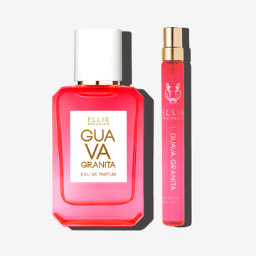 Guava Granita 50ml Eau De Parfum and Guava Granita 10ml Eau De Parfum on white background. | engligh_image